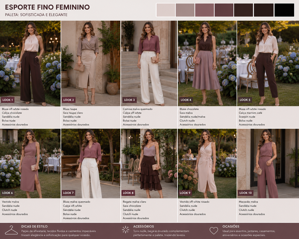Dez sugestões de looks femininos em esporte fino, com combinações de peças e acessórios